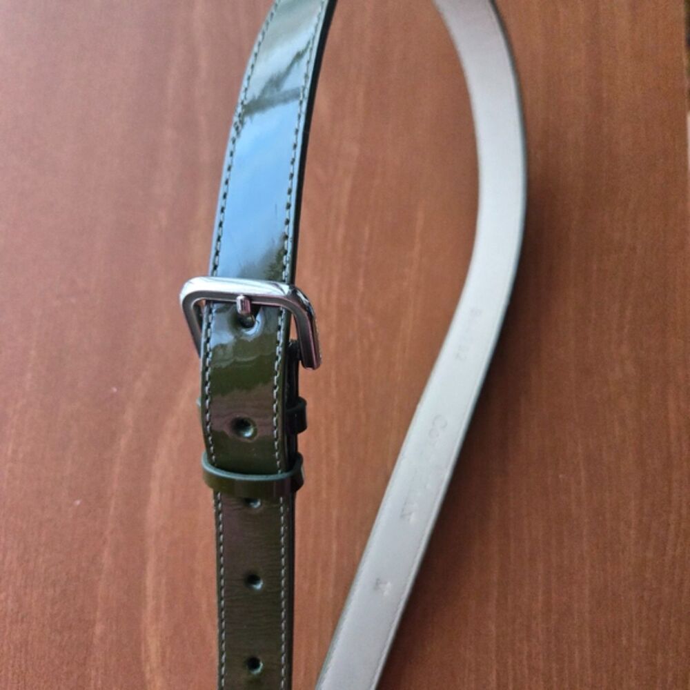 Cole Haan Vintage Green Belt Size M | Glossy Finish | Crafted in India